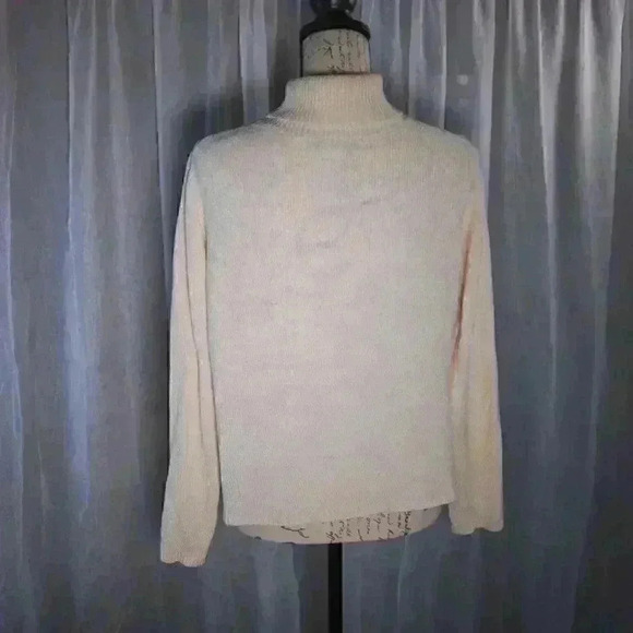 Lucia Burns Size Large Sequined Snowflakes Cream Colored turtleneck sweater - Picture 7 of 10